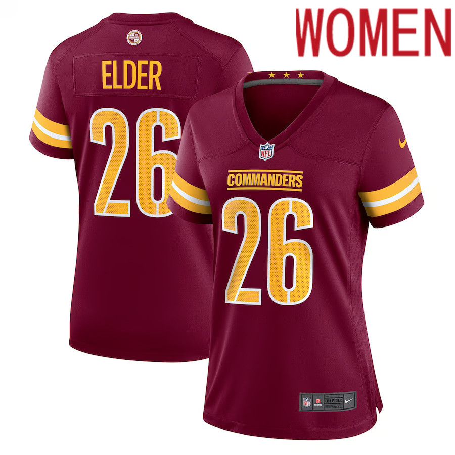 Women Washington Commanders 26 Corn Elder Nike Burgundy Game NFL Jersey